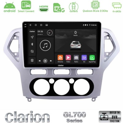 Clarion GL700 QUALCOMM Series 8Core Android ClarionOS 4+64GB Ford Mondeo 2007-2010 Manual A/C Navigation Multimedia Tablet 10" Μ