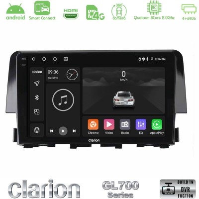 Clarion GL700 Series 8Core Android ClarionOS 4+64GB Honda Civic 2016-2020 Navigation Multimedia Tablet 9" Με Carplay & Android A