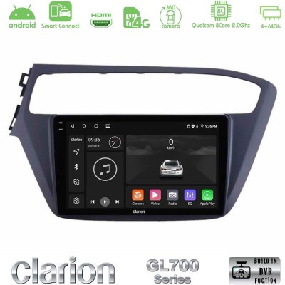 Clarion GL700 Series 8Core Android ClarionOS 4+64GB Hyundai i20 2018-2020 Navigation Multimedia Tablet 9" Με Carplay & Android A
