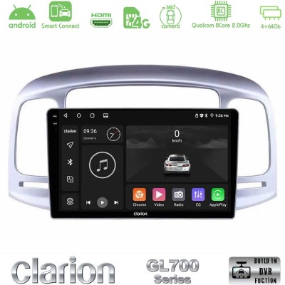 Clarion GL700 QUALCOMM Series 8Core Android ClarionOS 4+64GB Hyundai Accent 2006-2011 Navigation Multimedia Tablet 9" Με Carplay