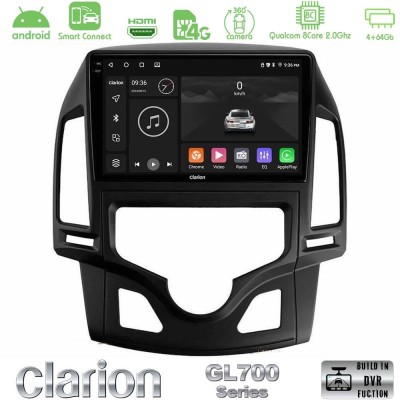 Clarion GL700 QUALCOMM Series 8Core Android ClarionOS 4+64GB Hyundai i30 2007-2012 Auto A/C Navigation Multimedia Tablet 9" Με C