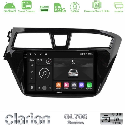 Clarion GL700 Series 8Core Android ClarionOS 4+64GB Hyundai i20 2014-2018 Navigation Multimedia Tablet 9" Με Carplay & Android A