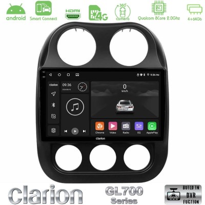Clarion GL700 QUALCOMM Series 8Core Android ClarionOS 4+64GB Jeep Compass 2012-2016 Navigation Multimedia Tablet 10" Με Carplay 