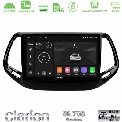 Clarion GL700 QUALCOMM Series 8Core Android ClarionOS 4+64GB Jeep Compass 2017 Navigation Multimedia Tablet 10" Με Carplay & And