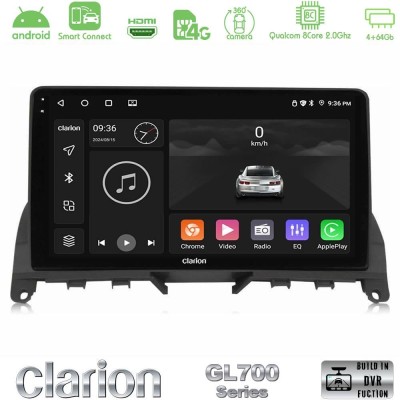 Clarion GL700 Series 8Core Android ClarionOS 4+64GB Mercedes C Class W204 Navigation Multimedia Tablet 9" Με Carplay & Android A