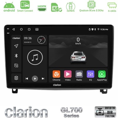 Clarion GL700 Series 8Core Android ClarionOS 4+64GB Peugeot 407 Navigation Multimedia Tablet 9" Με Carplay & Android Auto