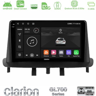 Clarion GL700 Series 8Core Android ClarionOS 4+64GB Renault Megane 3 2009-2015 Navigation Multimedia Tablet 9" Με Carplay & Andr