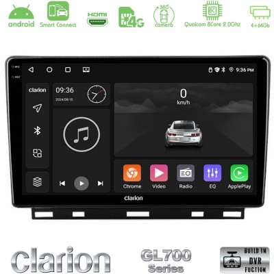 Clarion GL700 Series 8Core Android ClarionOS 4+64GB Renault Clio 5 2020-2025 Navigation Multimedia Tablet 9" Με Carplay & Androi