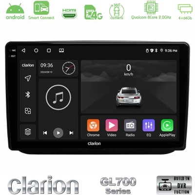 Clarion GL700 QUALCOMM Series 8Core Android ClarionOS 4+64GB Skoda Fabia 2007-2014 Navigation Multimedia Tablet 10" Με Carplay &