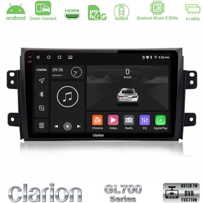 Clarion GL700 QUALCOMM Series 8Core Android ClarionOS 4+64GB Suzuki SX4 2006-2014 Fiat Sedici 2006-2014 Navigation Multimedia Ta