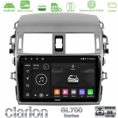 Clarion GL700 Series 8Core Android ClarionOS 4+64GB Toyota Corolla 2008-2010 Navigation Multimedia Tablet 9" Με Carplay & Androi