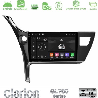 Clarion GL700 QUALCOMM Series 8Core Android ClarionOS 4+64GB Toyota Corolla 2017-2018 Navigation Multimedia Tablet 10" Με Carpla