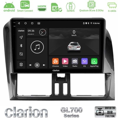 Clarion GL700 Series 8Core Android ClarionOS 4+64GB Volvo XC60 2009-2012 Navigation Multimedia Tablet 9" Με Carplay & Android Au