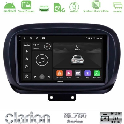Clarion GL700 Series 8Core Android ClarionOS 4+64GB Fiat 500X Navigation Multimedia Tablet 9" Με Carplay & Android Auto