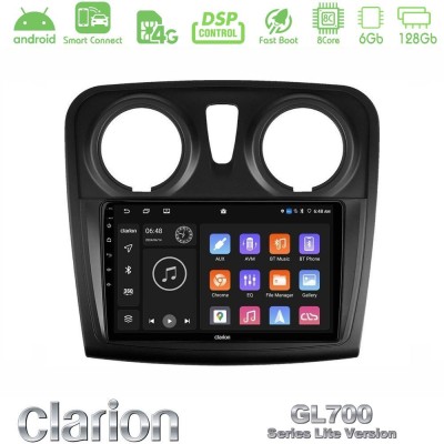 Clarion GL700 Lite Series 8Core Android ClarionOS 6+128GB Dacia Dokker 2014-2021 Navigation Multimedia Tablet 9" Με Carplay & An