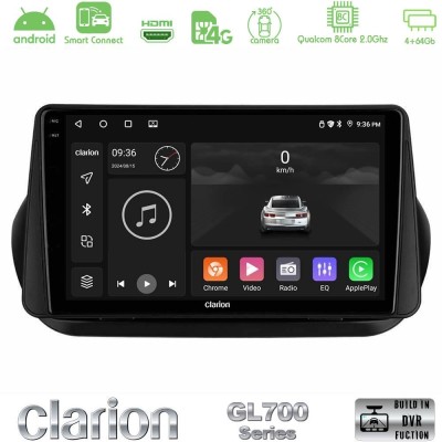 Clarion GL700 QUALCOMM Series 8Core Android ClarionOS 4+64GB Fiat Fiorino/Citroen Nemo/Peugeot Bipper Navigation Multimedia Tabl