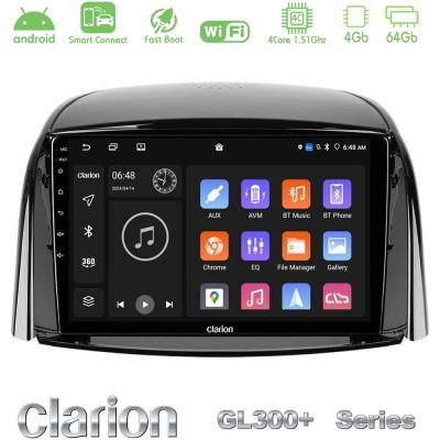 Clarion GL300+ Series 4Core Android ClarionOS 4+64GB Renault Koleos 2007-2015 Navigation Multimedia Tablet 9"