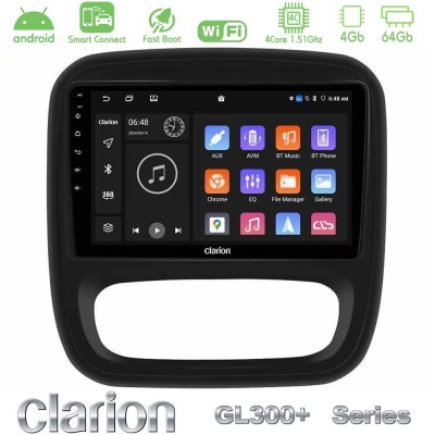 Clarion GL300+ Series 4Core Android ClarionOS 4+64GB Renault/Nissan/Opel/Fiat Navigation Multimedia Tablet 9"