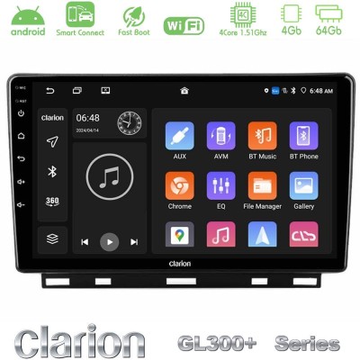 Clarion GL300+ Series 4Core Android ClarionOS 4+64GB Renault Clio 5 2020-2025 Navigation Multimedia Tablet 9"