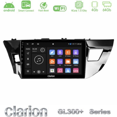 Clarion GL300+ Series 4Core Android ClarionOS 4+64GB Toyota Corolla 2014-2016 Navigation Multimedia Tablet 9"