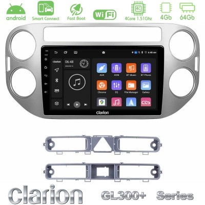 Clarion GL300+ Series 4Core Android ClarionOS 4+64GB VW Tiguan Navigation Multimedia Tablet 9"