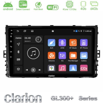 Clarion GL300+ Series 4Core Android ClarionOS 4+64GB VW MQB 2017- Navigation Multimedia Tablet 9"