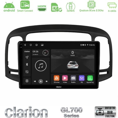 Clarion GL700 Series 8Core Android ClarionOS 4+64GB Hyundai Accent 2006-2011 Navigation Multimedia Tablet 9" Με Carplay & Androi
