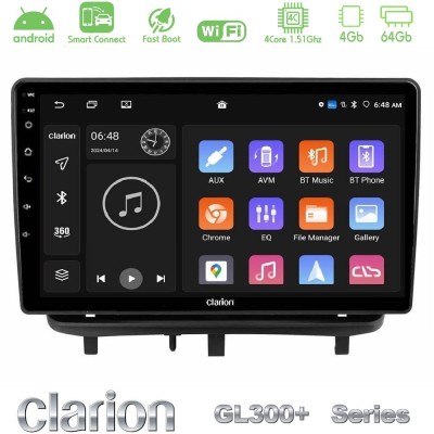 Clarion GL300+ Series 4Core Android ClarionOS 4+64GB Opel Corsa D 2006-2014 Navigation Multimedia Tablet 9" (Top Mount)