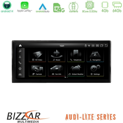 Bizzar Lite Series Audi Q3 (8U) 2011-2018 Android14 8Core (4+64GB) Navigation Multimedia 10.25"