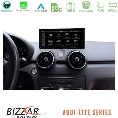Bizzar Lite Series Audi A1 (8X) 2010-2018 Android14 8Core (4+64GB) Navigation Multimedia 10.25"
