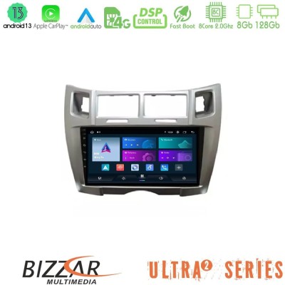 Bizzar Ultra Series Toyota Yaris 8core Android13 8+128GB Navigation Multimedia Tablet 9" (Ασημί Χρώμα)