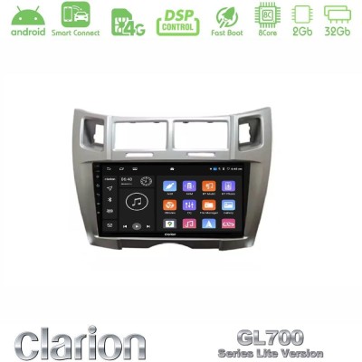 Clarion GL700 Lite Series 8Core Android ClarionOS 2+32GB Toyota Yaris Navigation Multimedia Tablet 9" (Ασημί Χρώμα) Με Carplay &