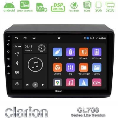 Clarion GL700 Lite Series 8Core Android ClarionOS 2+32GB Fiat Ducato/Citroen Jumper/Peugeot Navigation Multimedia Tablet 9" Με C