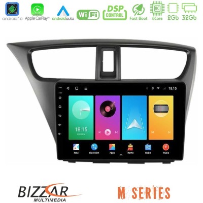 Bizzar M Series 8Core Android16 2+32GB Honda Civic Hatchback 2012-2015 Navigation Multimedia Tablet 9"
