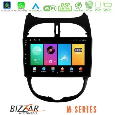 Bizzar M Series 8Core Android16 2+32GB Peugeot 206 Navigation Multimedia Tablet 9"