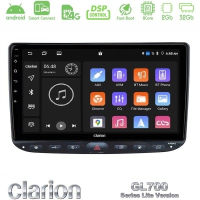 Clarion GL700 Lite Series 8Core Android ClarionOS 2+32GB Fiat Punto/ Evo Navigation Multimedia Tablet 9" Με Carplay & Android Au