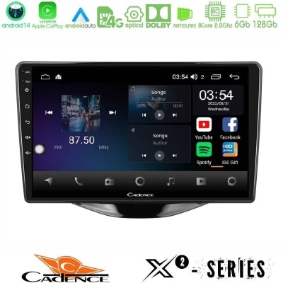 Cadence X2 Series 8Core Android14 6+128GB Toyota Aygo | Citroen C1 | Peugeot 108 Navigation Multimedia Tablet 9" Cadence X2 Series 8Core Android14 6+128GB Toyota Aygo | Citroen C1 | Peugeot 108 Navigation Multimedia Tablet 9"