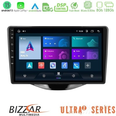 Bizzar Ultra Series Toyota Aygo | Citroen C1 | Peugeot 108 8core Android13 8+128GB Navigation Multimedia Tablet 9"