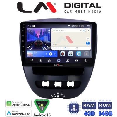 LM Digital - LM ZK8560 GPS Οθόνη OEM Multimedia Αυτοκινήτου για Aygo & C1 & 107 '05'14 (CarPlay/AndroidAuto/BT/GPS/WIFI)