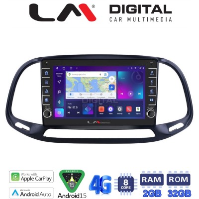 LM Digital - LM ZG8197 GPS Οθόνη OEM Multimedia Αυτοκινήτου για Fiat Doblo - Combo 2015 2018 (CarPlay/AndroidAuto/BT/GPS/WIFI/G