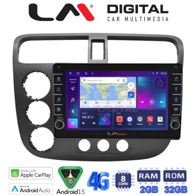LM Digital - LM ZG8373 GPS Οθόνη OEM Multimedia Αυτοκινήτου για HONDA CIVIC 4πορτο 2001 2006 (CarPlay/AndroidAuto/BT/GPS/WIFI/G