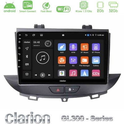 Clarion GL300 Series 4Core Android ClarionOS 2+32GB Opel Grandland/Crossland X Navigation Multimedia Tablet 9" Με Carplay & Andr