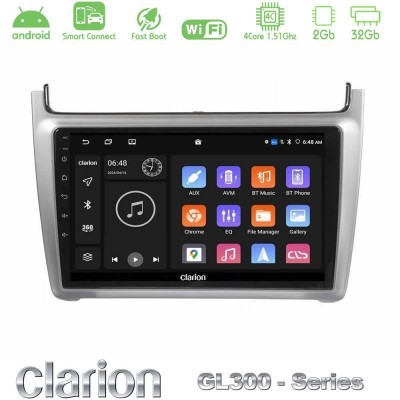 Clarion GL300 Series 4Core Android ClarionOS 2+32GB Vw Polo 2014-2017 Navigation Multimedia Tablet 9" Με Carplay & Android Auto 