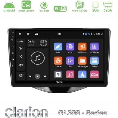 Clarion GL300 Series 4Core Android ClarionOS 2+32GB Toyota Aygo | Citroen C1 | Peugeot 108 Navigation Multimedia Tablet 9" Με Ca