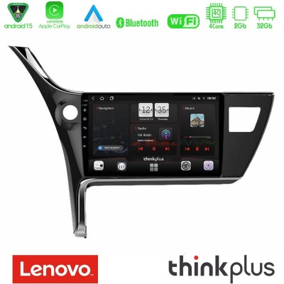 Lenovo Thinkplus Series 4Core Android15 2+32GB Toyota Corolla 2017-2018 Navigation Multimedia Tablet 10" Με Carplay & Android Au