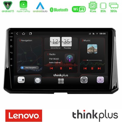 Lenovo Thinkplus Series 4Core Android15 2+32GB Toyota Corolla 2019-2022 Navigation Multimedia Tablet 10" Με Carplay & Android Au