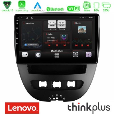 Lenovo Thinkplus Series 4Core Android15 2+32GB Toyota Aygo/Citroen C1/Peugeot 107 Navigation Multimedia Tablet 10" Με Carplay & 
