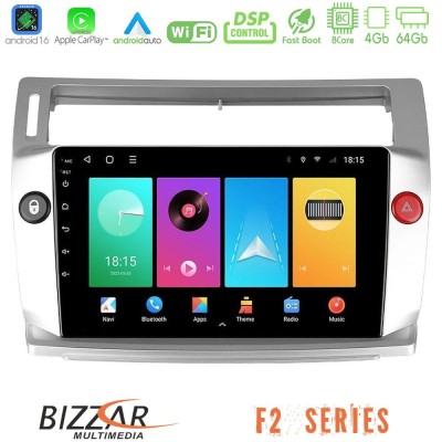 Bizzar F2 Series 8Core Android16 4+64GB Citroen C4 2004-2010 Navigation Multimedia Tablet 9"
