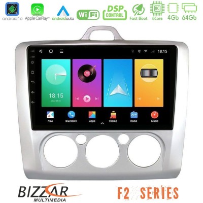 Bizzar F2 Series 8Core Android16 4+64GB Ford Focus Manual AC Navigation Multimedia Tablet 9"