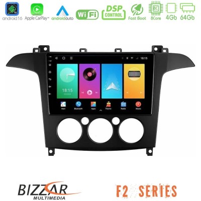 Bizzar F2 Series 8Core Android16 4+64GB Ford S-Max 2006-2008 (manual A/C) Navigation Multimedia Tablet 9"